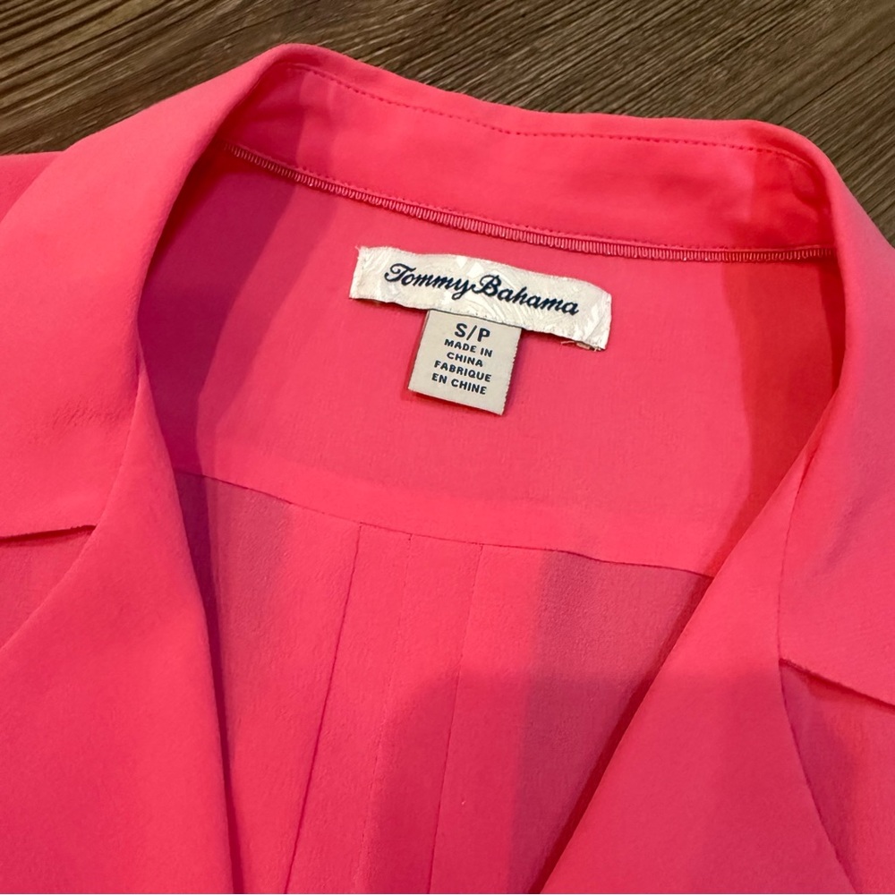 Tommy Bahama Talullah Pink Silk Button Down Collared Camp Shirt Womens Size S - Picture 9 of 11